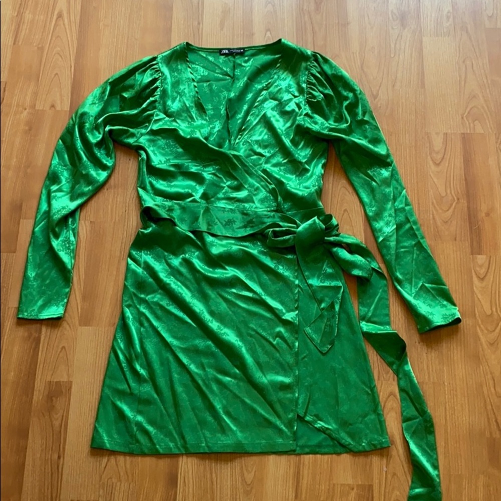 Zara green wrap dress
